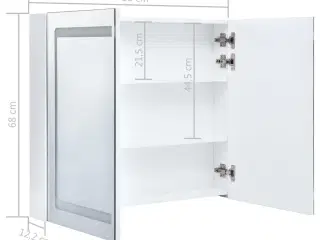 Badeværelsesskab med spejl + LED-lys 80x12,2x68 cm