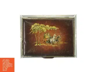 Antikt Metal skrin, dåse med låg  (str. 16x12 cm)