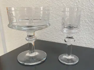Husar champagneskål og portvins glas Kosta Boda