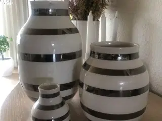 Kahler vaser med sølv striber 3 stk 