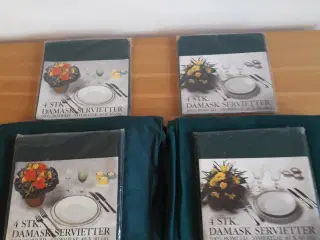 Damask Servietter grønne og 2 duge grønne