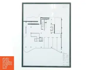 Indrammet arkitektonisk plantegning (str. 41x31 cm)