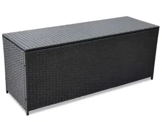 Udendørs opbevaringskasse 150x50x60 cm polyrattan sort