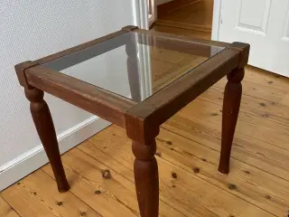 Smukt vintage bord, 1960er i træ og glas 