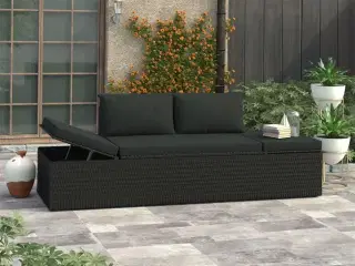 Solseng med hynder polyrattan sort