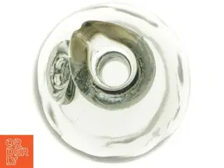Glasflaske med dekorativt emblem (str. 23 cm)