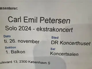 Koncertbilletter til Carl Emil Petersen