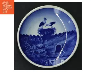 Blå og hvid dekorativ porcelænstallerken (str. Ø. 8 cm)