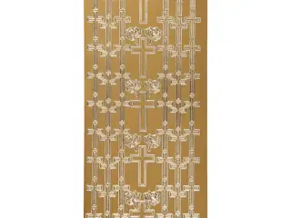 Stickers, kors, ark 10x23 cm, guld, 1 ark
