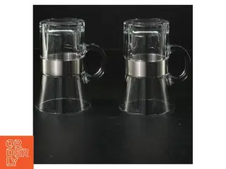 Glas espressokopper med metalholdere