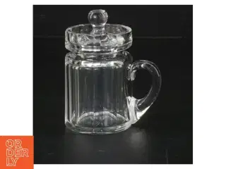 Retro Glas sennepskrukke  med låg (str. 8 cm)