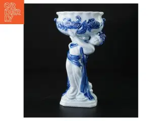 Porcelænsfigur med fad og blomster (str. 23 x 13 cm)