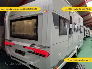 2026 - Hobby Excellent Edition 495 UL   Mest populære vogn med enkeltsenge. NY 2026 MODEL, NU PÅ LAGER.