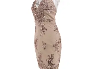 Kjole,m.sequin- Farve:nude/m.gold Palietter/S+M