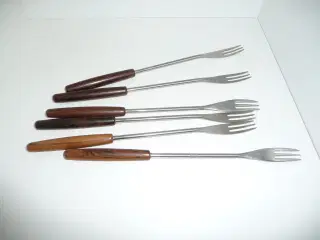 6 lange gafler med træ skaft