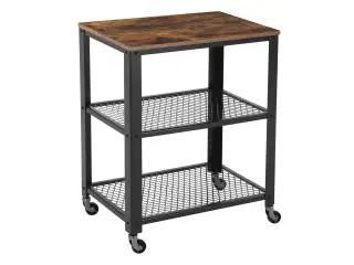 Rullebord til køkken og stue – VASAGLE industrielt serveringsbord, rustik brun