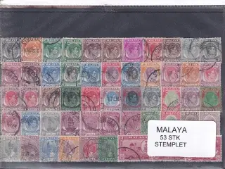 Malaya Samling - 53 Stk. Stemplet