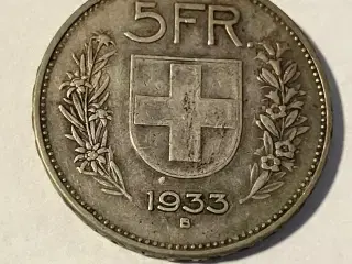 5 Francs 1933 B Switzerland