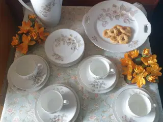 Antikt Kaffestel med æbleblomster