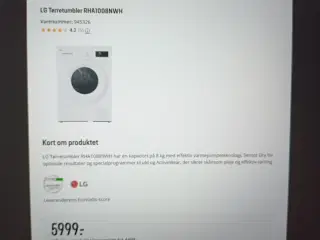 LG Kondenstørretumbler  RHA 1008 NWH