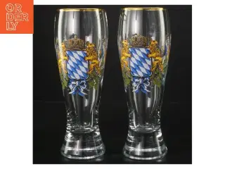 ølglas med bayersk våbenskjold (str. 20 cm)