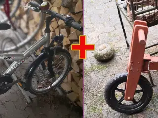 2 x CYKLER: Børnecykel & Flot LØBEcykel i træ