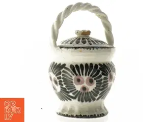 Keramik barsels krukke med håndtag (str. 17 x 11 cm)