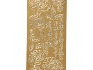Stickers, roser, ark 10x23 cm, guld, 1 ark