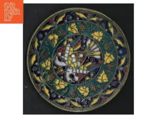 Dekorativ Cloisonne emaljeret messing Fad (str. Ø. 12 cm)