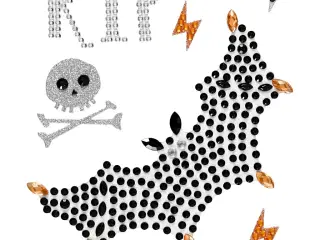 Rhinstensstickers, RIP og flagermus, ark 14x17 cm, 1 ark