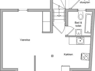 1 værelses, Bagergade, Svendborg, Fyn