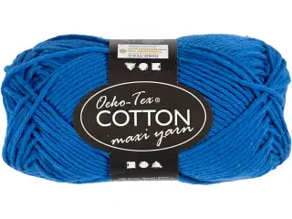Bomuldsgarn, nr. 8/8, L: 80-85 M, pind 4-4,5, kobolt blå, 50 g/ 1 ngl.