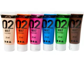 Akrylmaling Mat, suppleringsfarver, 6x20ml/ 1 pk.