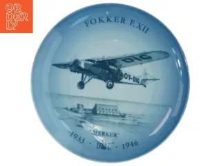 B&G Fokker F.XII porcelænsplatte fra B&G (str. Ø 18 cm)