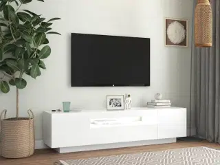 Tv-skab med LED-lys 160x35x40 cm hvid højglans
