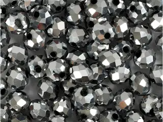 Facetperler, str. 5x6 mm, hulstr. 1 mm, metallic grå, 100stk./ 1 pk.