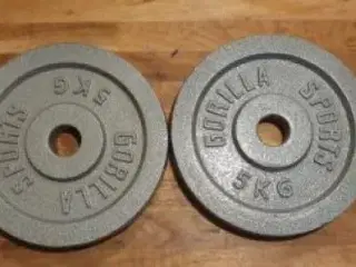 2 styks 5 kg grå jern vægtskiver (30mm)