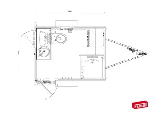 Type 217: Toilet- & badvogn med kombi vaskemaskine