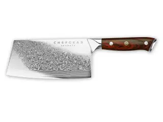 Cleaver, 18 cm knivblad, udført i 67 lags Damaskus stål.