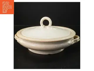 Porcelæns skål med låg (str. Ø 25x6 cm)