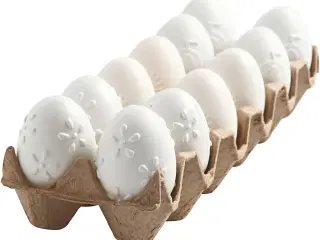 Æg, præget mønster, H: 6 cm, hvid, 12stk./ 1 pk.
