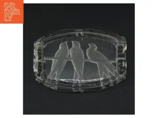 Glasaskebæger med fuglemotiv (str. 13 x 9 x 2,5 cm)