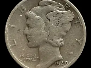 One Mercury Dime 1940 USA