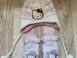 Hello Kitty sæt med hue+ luffer