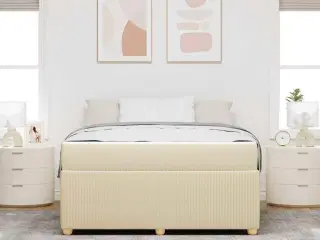 Sengestel med madras Creme 160 x 200 cm Stof