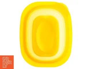 Gul Tupperware sammenklappelig plastikbeholder med låg (str. 20 x 15 cm)