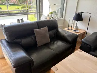 2 og 3 mandslædersofa