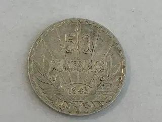 50 Centesimos 1943 Uruguay - Silver