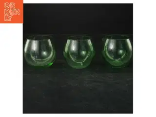 Grønne glasvaser/lysestager fra Holmegaard (str. 8x9 cm)
