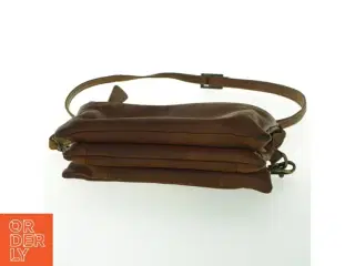 Brun læder skuldertaske (str. 12x19x7 cm)